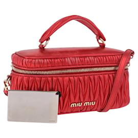 Borsa a tracolla vanity Miu Miu Matelasse in pelle 2way Rosso Oro Auth 182585A