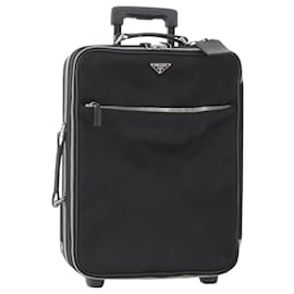 Maletín de transporte PRADA Trunk de nylon negro con detalles plateados Auth 182881 - Prada
