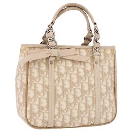 Borsa Christian Dior Trotter Canvas Romantic PVC Beige Silver Auth 184305A