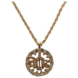 Collar Christian Dior con logotipo DIOR en strass metal Oro Auténtico am11748V