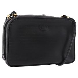 GUCCI Schultertasche aus Leder Marineblau Gold Auth 184459