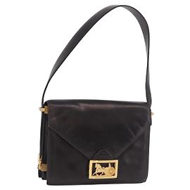 Céline Borsa a tracolla CELINE Horse Carriage in pelle nera e oro Auth 184168
