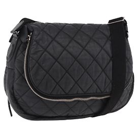 CHANEL Matelasse Shoulder Bag Tela Rivestita Nero Argento CC Auth bs35469