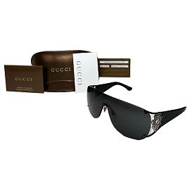 Gafas de Sol Gucci Vintage Wide Arm Negro Oro c. 2000