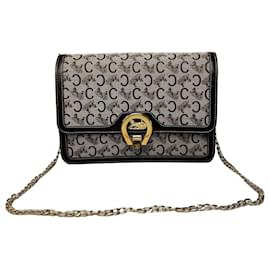 Vintage Celine C Logo Canvas Shoulder Bag Beige Brown Gold - Céline