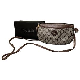Borsa a tracolla Vintage Gucci GG Supreme Fine anni 1990 Beige Marrone