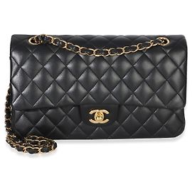 Borsa Chanel Black Quilted Lambskin Medium Classic Double Flap