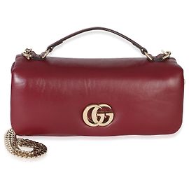 Gucci Burgundy Lambskin GG Milano Small Top Handle Schultertasche