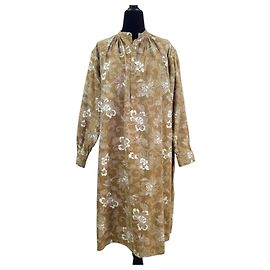 Vestido Kenzo Jap vintage anos 70 cáqui estampa floral