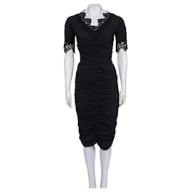 Robe en dentelle drapée noire Dolce & Gabbana - Taille S d'occasion (neuf sans étiquette)