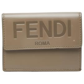 Fendi Tri-fold Wallet aus graulichem Leder