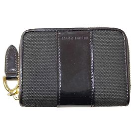 Ralph Lauren Canvas and Patent Leather Zip Wallet