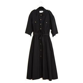 Céline Celine Triomphe Safari Maxikleid Schwarz Baumwollpopeline