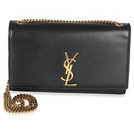 Bolsa Saint Laurent Black Grain De Poudre Medium Kate Chain