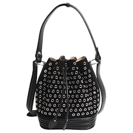 Borsa in pelle di agnello scamosciata nera con occhielli - Alaïa