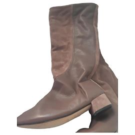 Repetto Stivali alti in pelle e scamosciato marrone