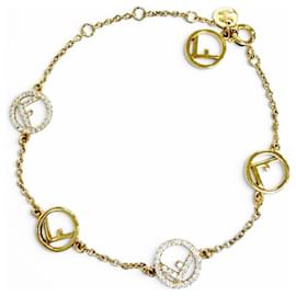 Pulsera Gold Charm de Fendi con strass