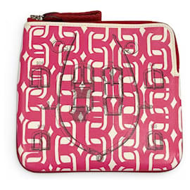 HERMES Carre Pocket Pink Veau Swift Round Zip Mini Pouch - Hermès