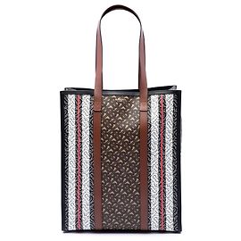 Burberry Brauner TB Monogramm E-Canvas Streifen Vertikaler Tote