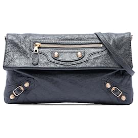 Clutch a bustina Balenciaga Gray Lambskin Motocross Giant 12 con tracolla