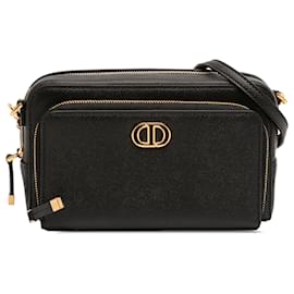 Pochette Caro Double in pelle di vitello martellata nera Dior