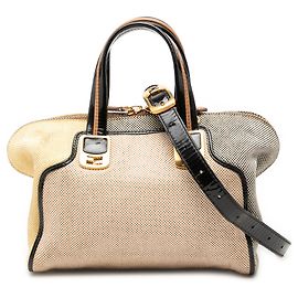 Fendi Beige Mini Canvas Colorblock Chameleon Satchel