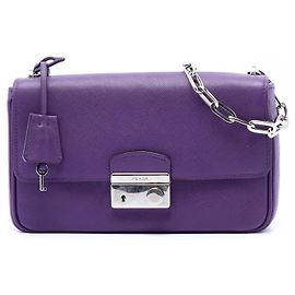 Bolso Bandolera Prada Purple Saffiano Sound Lock