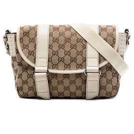 Borsa a tracolla Gucci in tela GG beige