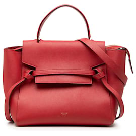 Céline Borsa Belt in pelle di vitello micro granulata rossa Celine