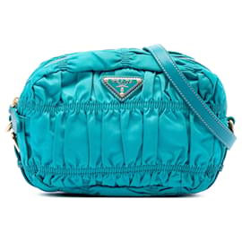 Borsa a tracolla Prada Blue Tessuto Gaufre