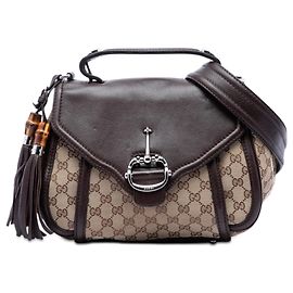 Borsa a mano Gucci Beige GG Canvas Techno Horsebit