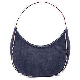 Sac à bandoulière en denim avec bordure Blue House Check Burberry