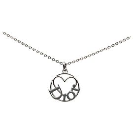Collana con pendente a cuore con logo in ottone argentato Dior
