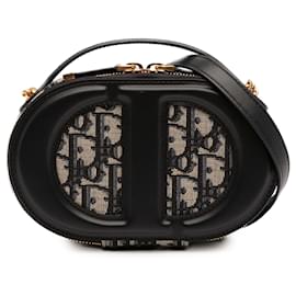 Borsa fotocamera CD Oval in pelle nera e tela Oblique Dior
