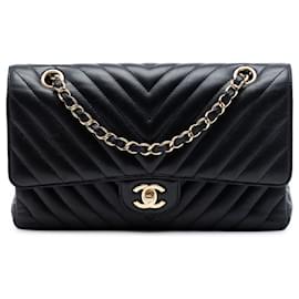 Chanel Black Medium Classic Chevron Lambskin Double Flap
