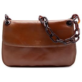 Borsa a tracolla Prada Brown Goatskin Madras Swing Chain