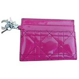 Dior Lady Dior Tarjetero Piel Charol Rosa