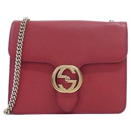 Borsa a tracolla in pelle rossa Gucci