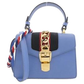 Borsa Gucci Sylvie in pelle azzurro chiaro
