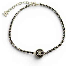 CHOKER CHANEL LOGO CC ROND ABA006 2023 COLLAR DE METAL DORADO