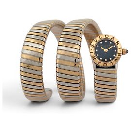 BULGARI TUBOGAS TRIPLE TOUR BBL P19 1T SG OR 18K & ACIER QUARTZ UHR