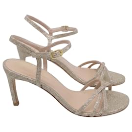 Sandali con cinturino alla caviglia Starla 80 di Stuart Weitzman in Gold Glitter