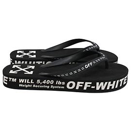 Off White Infradito Off-White Logo Typographic in gomma nera