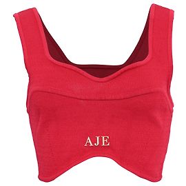 Maje Top corto in maglia corset Aje Parfum in viscosa rossa