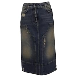 Falda midi Givenchy de tiro bajo en denim azul claro desgastado