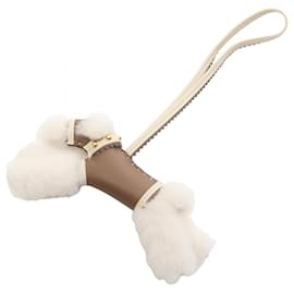 Hermès Buddy Charm Lammfell Taupe Weiß Braun
