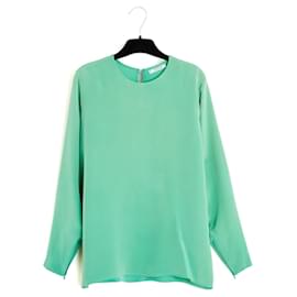 Blouse en crêpe de soie Yves Saint Laurent Rive Gauche Vert Menthe