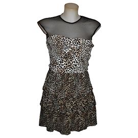 Elisabetta Franchi Vestido Estampado Leopardo y Rejilla