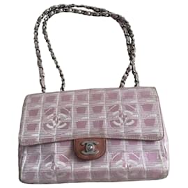 Chanel Borsa Flap in tela rosa monogramma CC