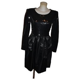 Luisa Spagnoli schwarzes Pailletten-Abendkleid
